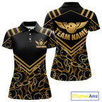 Custom Black & Gold Bowling Pattern Shirt Bowling Team Jersey Polo & 1/4 Zip Bowling Outfit