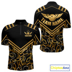 Custom Black & Gold Bowling Pattern Shirt Bowling Team Jersey Polo & 1/4 Zip Bowling Outfit