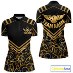 Custom Black & Gold Bowling Pattern Shirt Bowling Team Jersey Polo & 1/4 Zip Bowling Outfit