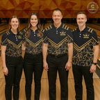 Custom Black & Gold Bowling Pattern Shirt Bowling Team Jersey Polo & 1/4 Zip Bowling Outfit