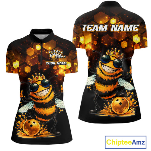 Funny Bee Bowling Shirt Custom Bowling Team Jersey Bowling Outfit Gift for Bowlers