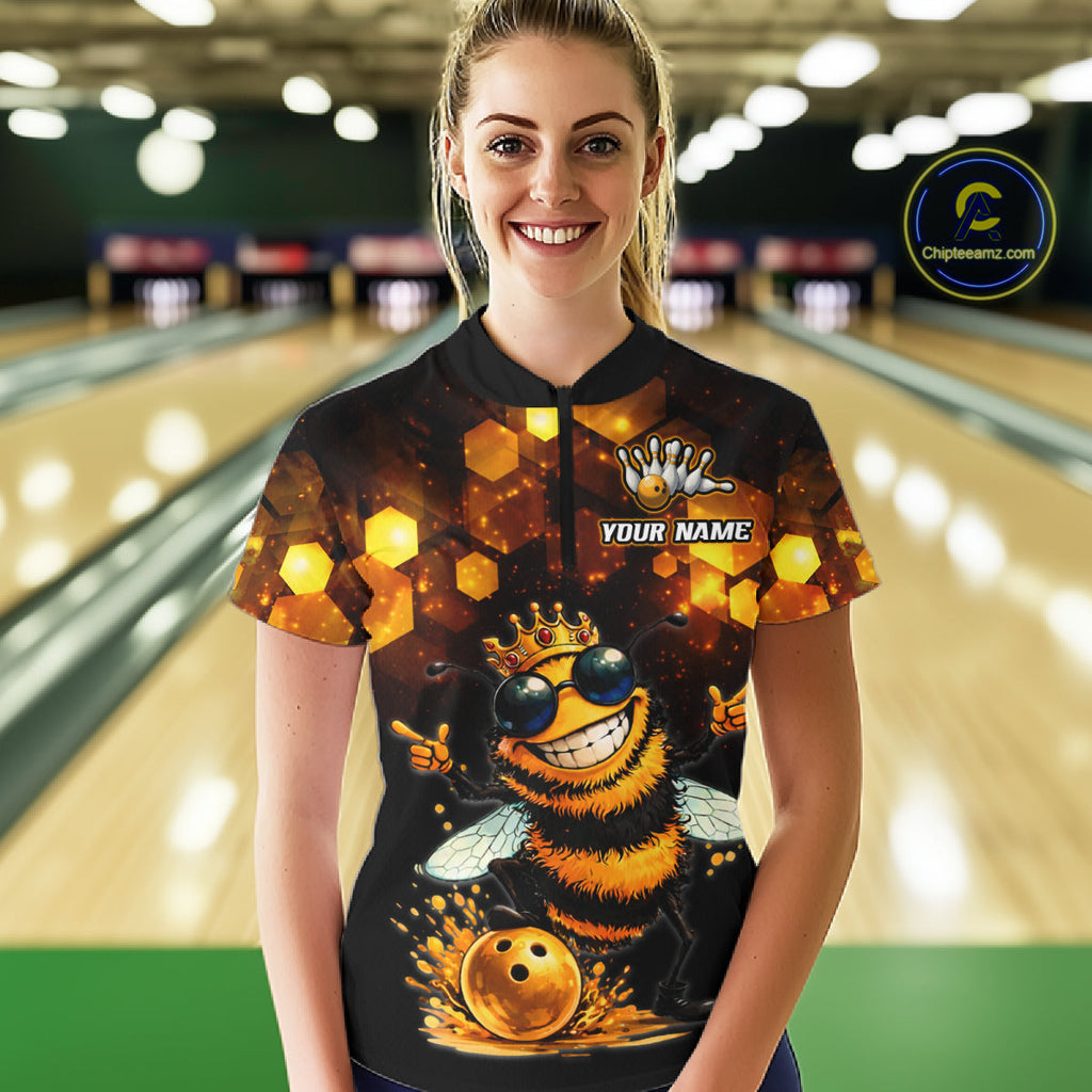 Funny Bee Bowling Shirt Custom Bowling Team Jersey Bowling Outfit Gift for Bowlers