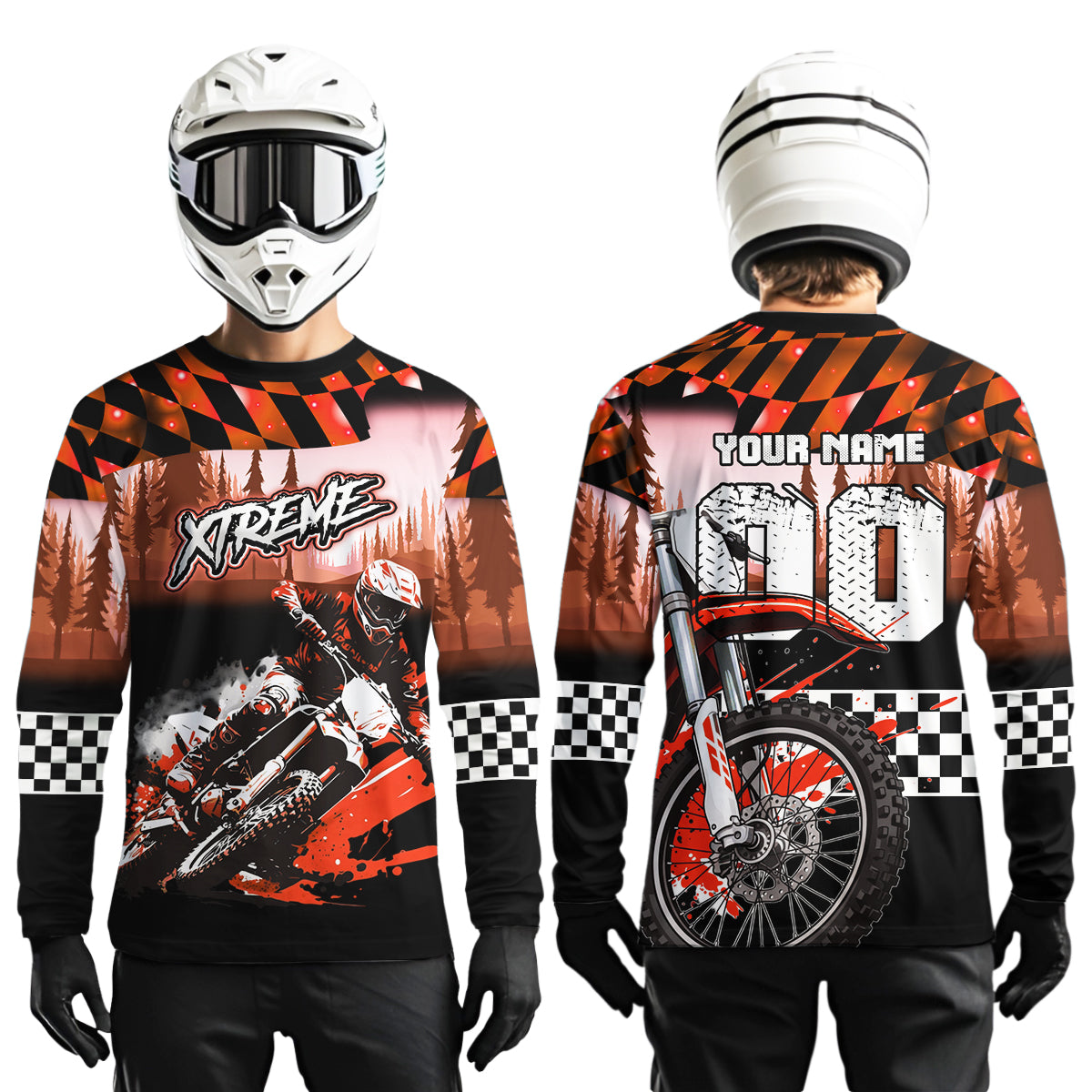 Personalized Orange Motocross Jersey for Adult Extreme Racing Shirt + Dirt Bike Clothes