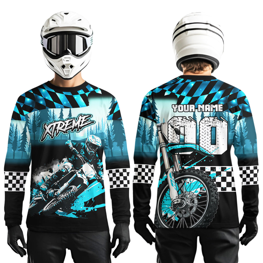 Personalized Turquoise Motocross Jersey for Adult Extreme Racing Shirt + Dirt Bike Clothes