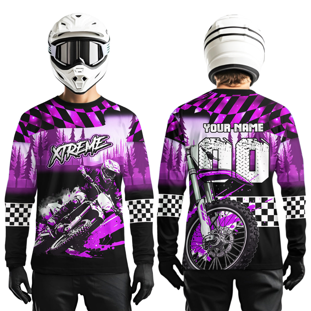 Personalized Purple Motocross Jersey for Adult Extreme Racing Shirt + Dirt Bike Clothes