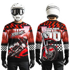 Personalized Red Motocross Jersey for Adult Extreme Racing Shirt + Dirt Bike Clothes