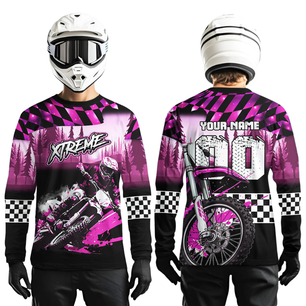 Personalized Pink Motocross Jersey for Adult Extreme Racing Shirt + Dirt Bike Clothes