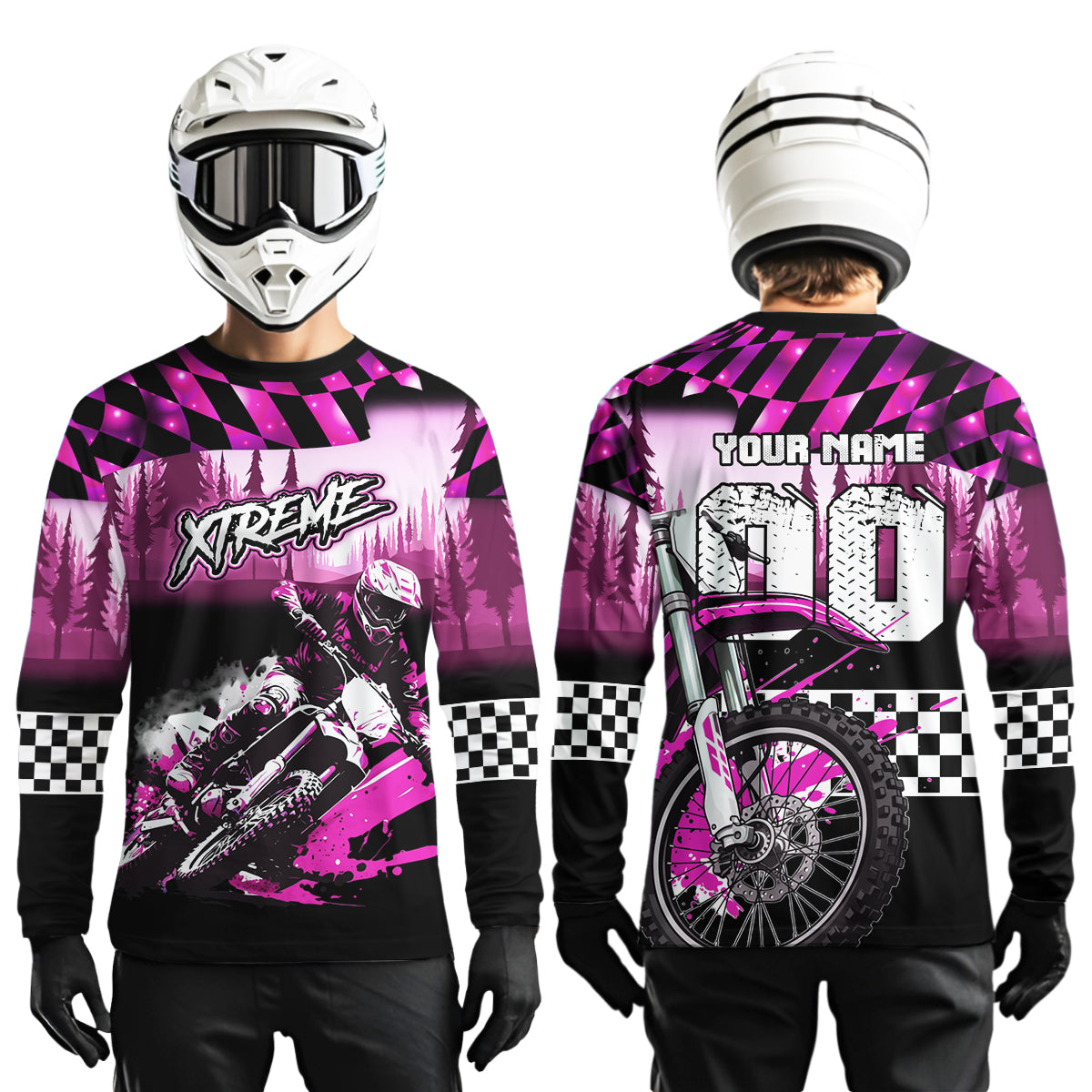 Personalized Pink Motocross Jersey for Adult Extreme Racing Shirt + Dirt Bike Clothes