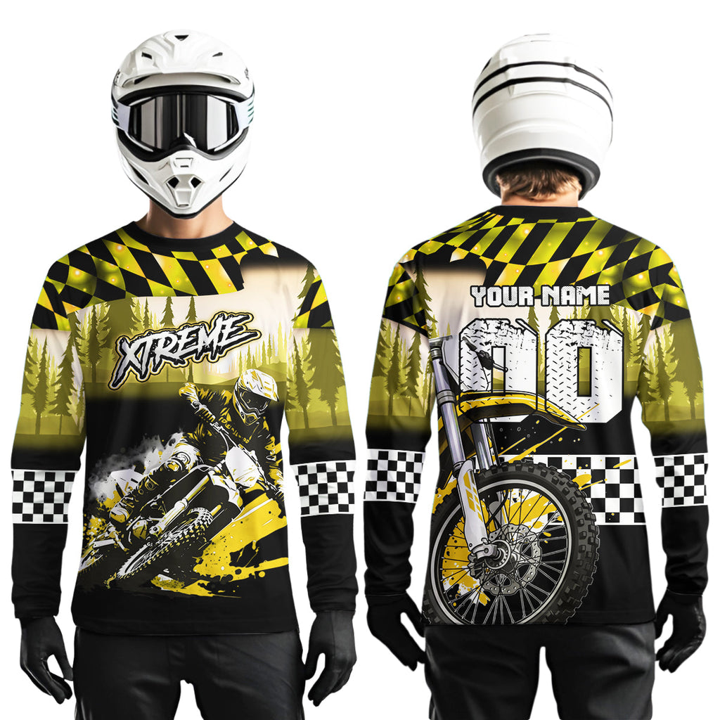 Personalized Yellow Motocross Jersey for Adult Extreme Racing Shirt + Dirt Bike Clothes