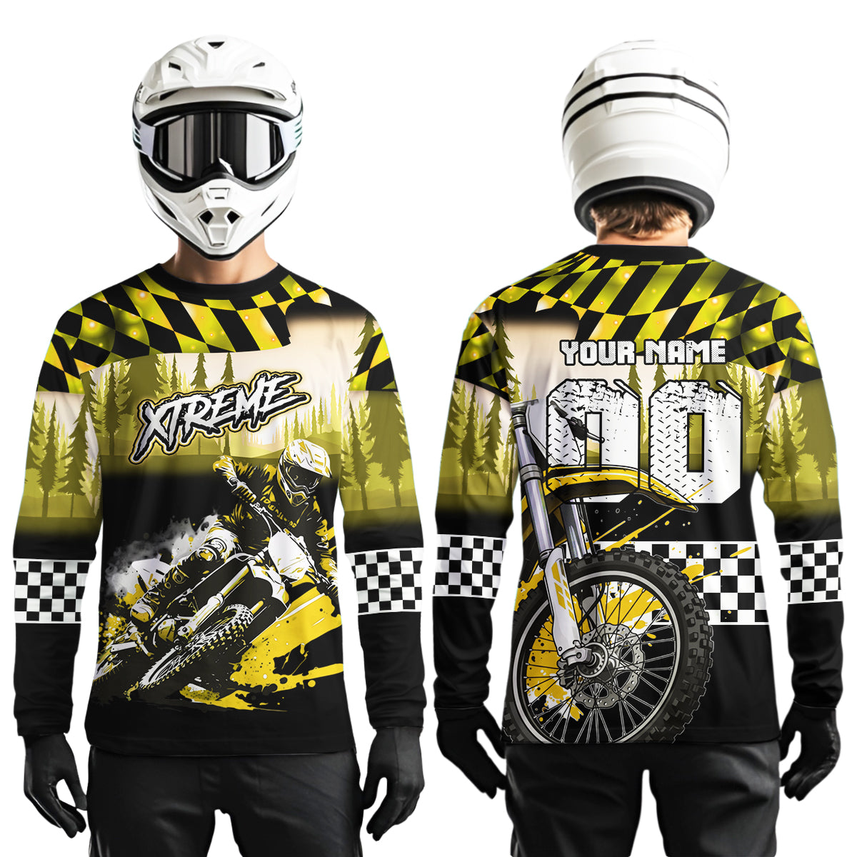 Personalized Yellow Motocross Jersey for Adult Extreme Racing Shirt + Dirt Bike Clothes