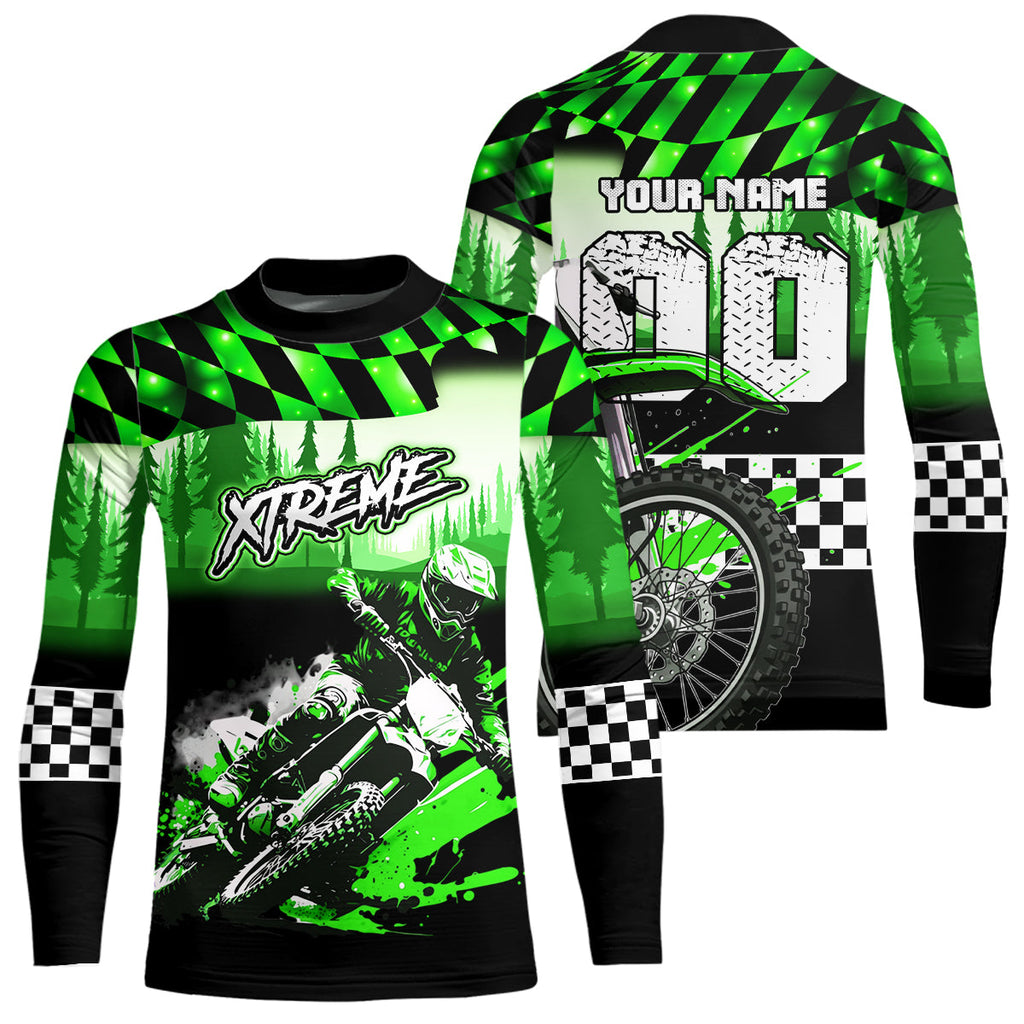 Personalized Green Motocross Jersey for Adult Extreme Racing Shirt + Dirt Bike Clothes