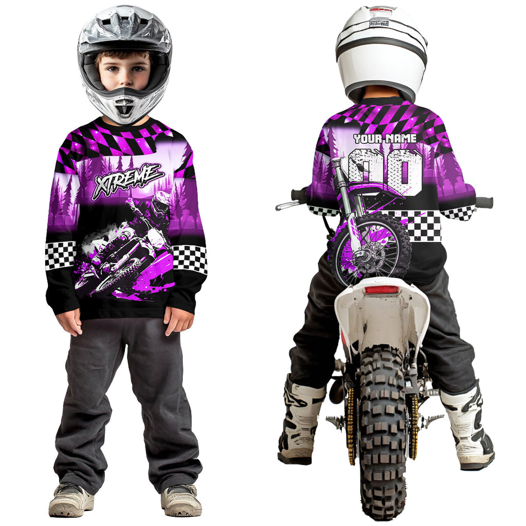 Personalized Purple Motocross Jersey for Adult Extreme Racing Shirt + Dirt Bike Clothes