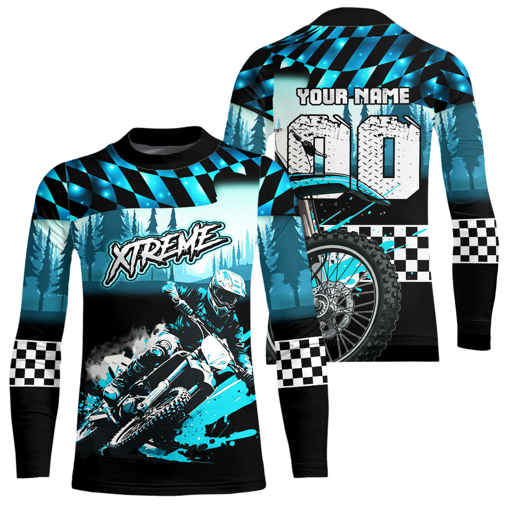 Personalized Turquoise Motocross Jersey for Adult Extreme Racing Shirt + Dirt Bike Clothes