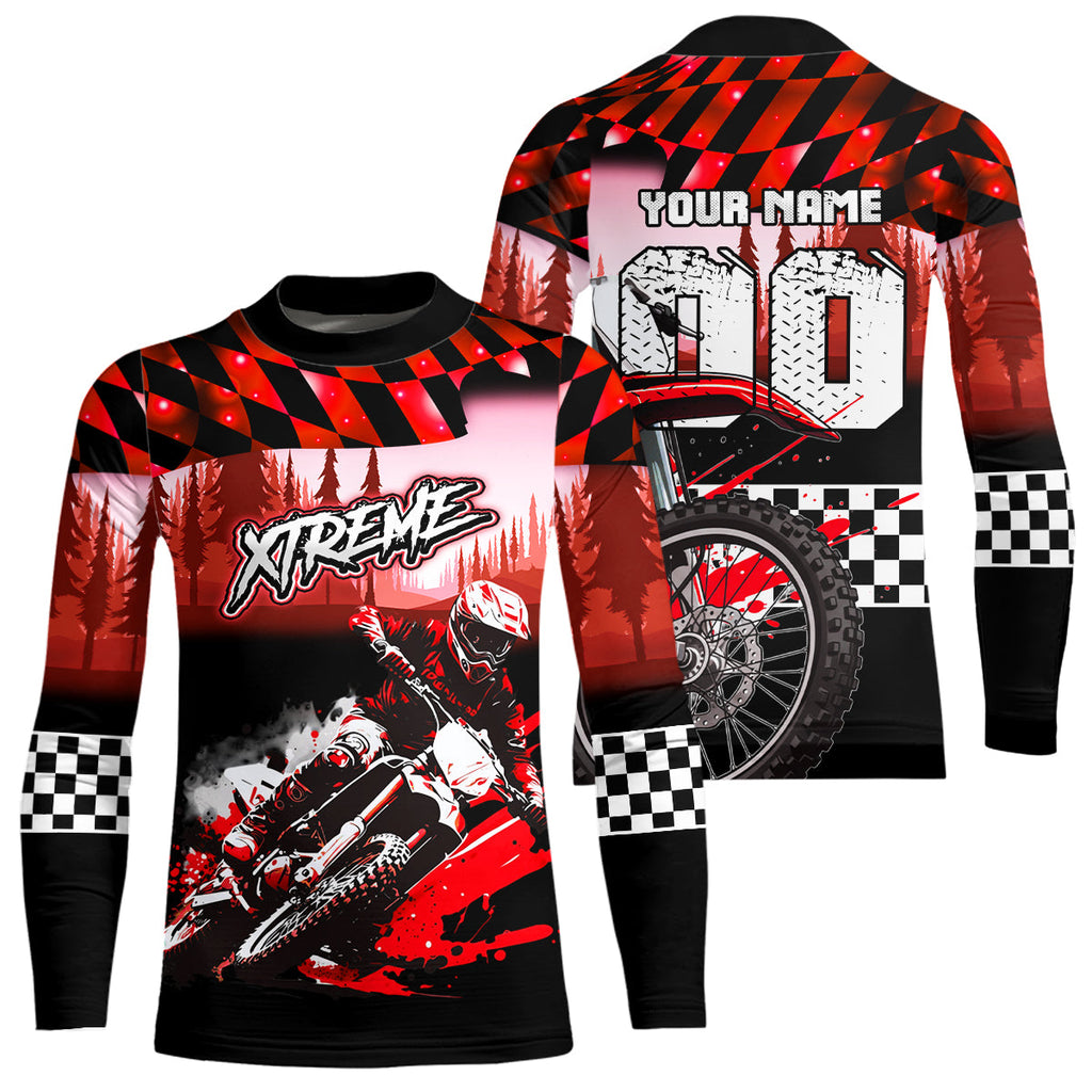 Personalized Red Motocross Jersey for Adult Extreme Racing Shirt + Dirt Bike Clothes