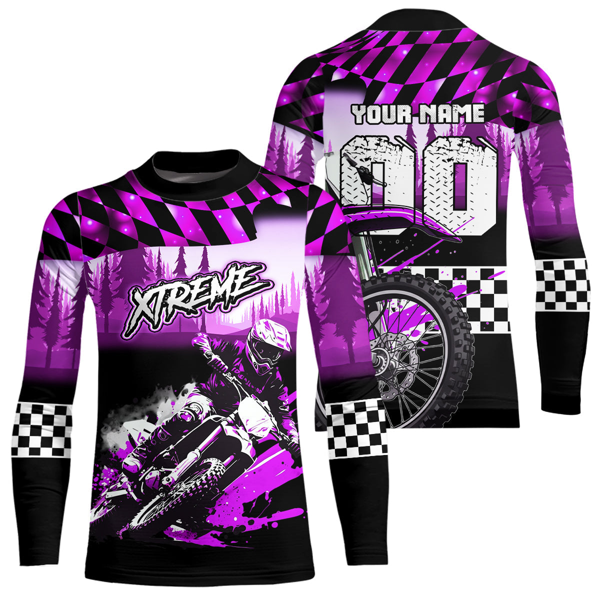 Personalized Purple Motocross Jersey for Adult Extreme Racing Shirt + Dirt Bike Clothes