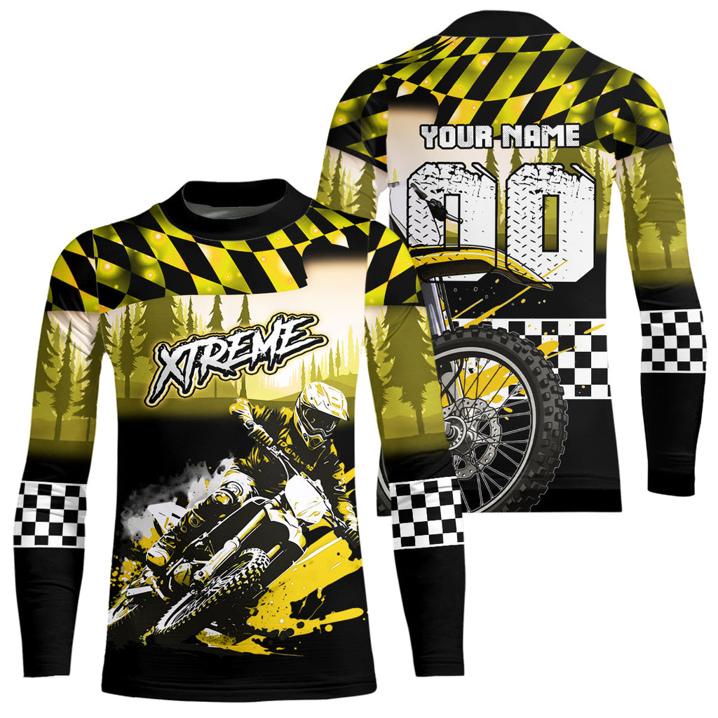 Personalized Yellow Motocross Jersey for Adult Extreme Racing Shirt + Dirt Bike Clothes