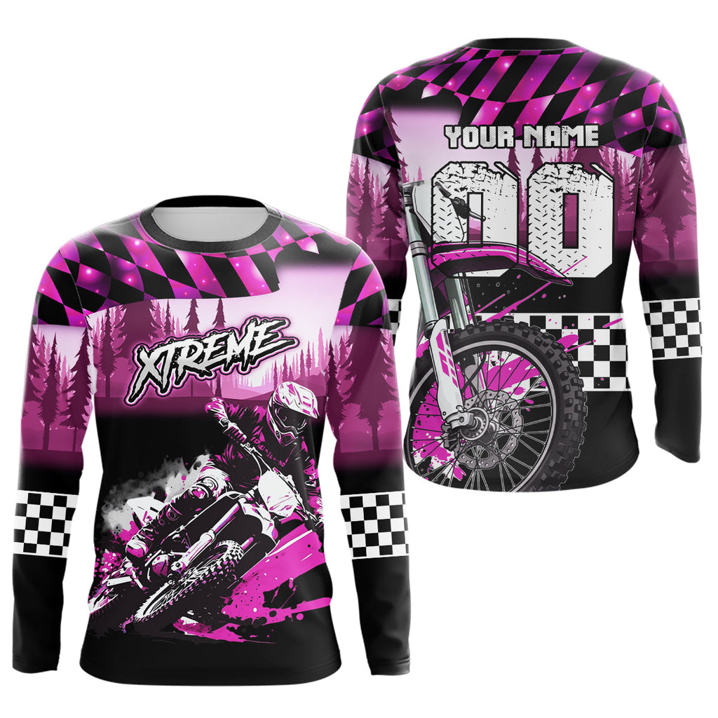 Personalized Pink Motocross Jersey for Adult Extreme Racing Shirt + Dirt Bike Clothes