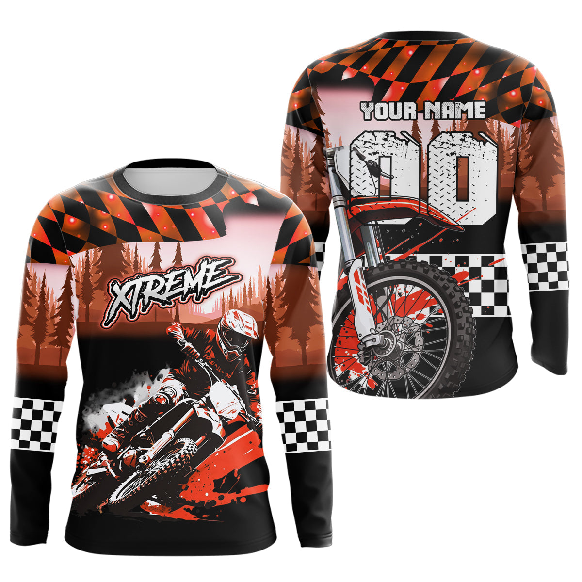 Personalized Orange Motocross Jersey for Adult Extreme Racing Shirt + Dirt Bike Clothes