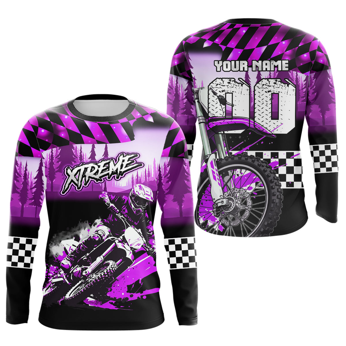 Personalized Purple Motocross Jersey for Adult Extreme Racing Shirt + Dirt Bike Clothes