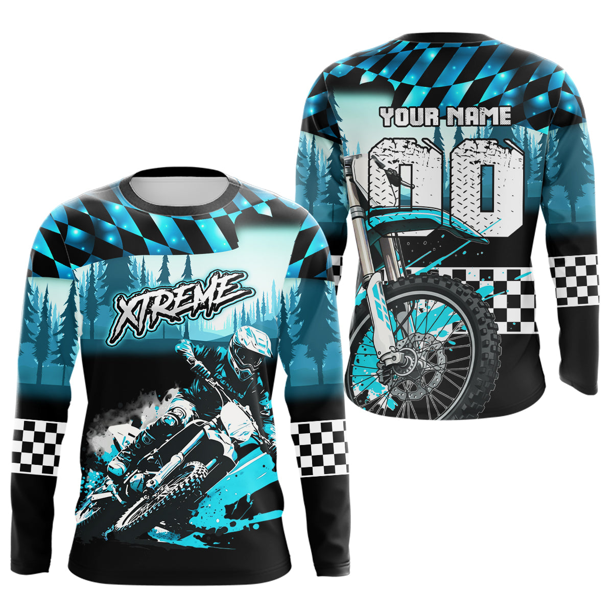Personalized Turquoise Motocross Jersey for Adult Extreme Racing Shirt + Dirt Bike Clothes