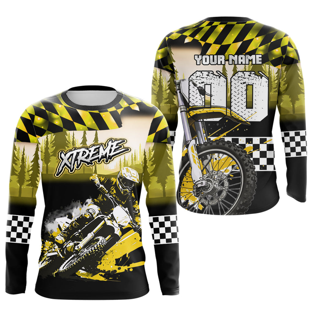 Personalized Yellow Motocross Jersey for Adult Extreme Racing Shirt + Dirt Bike Clothes
