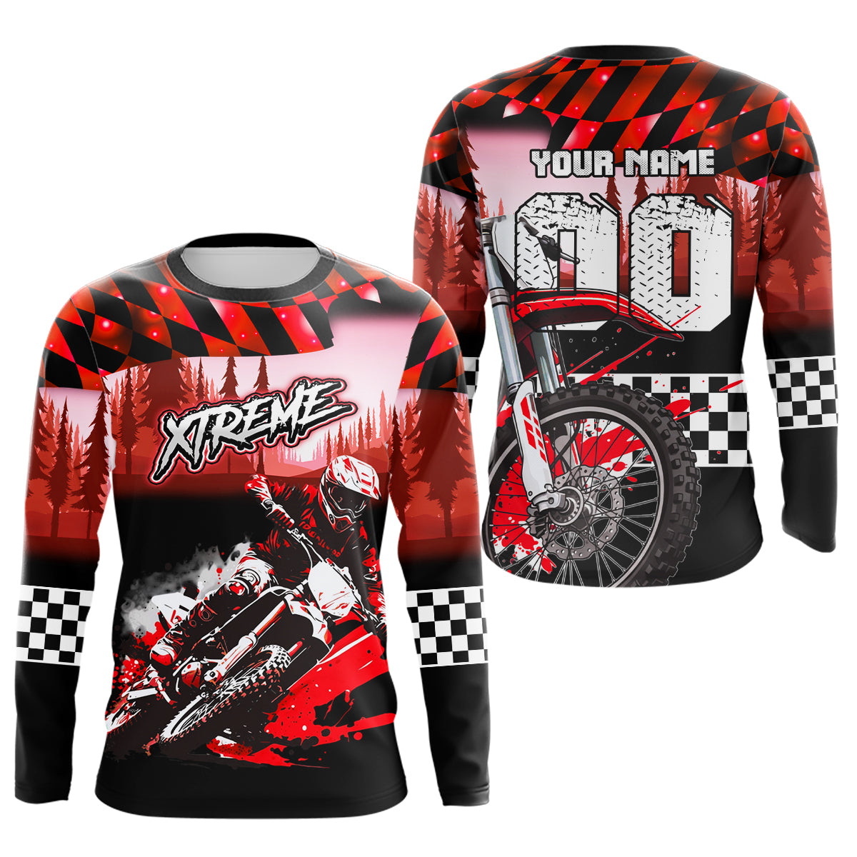 Personalized Red Motocross Jersey for Adult Extreme Racing Shirt + Dirt Bike Clothes
