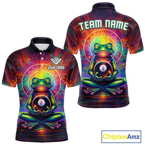 Custom Zen Frog Billiard Shirt 8 Ball Meditation Style Billiard Jersey Pool Shit