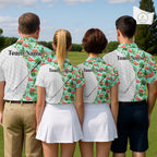 Custom Golf Polo Shirt Green Tropical Pink Flamingo Pattern Personalized Team Golf Top