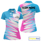 Golf Polo Shirts Custom Blue And Pink Golf Shirt Personalized White Team Golf Shirts