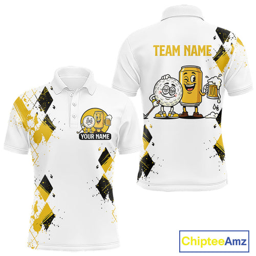Argyle Pattern Golf Polo Shirt – Custom Funny Beer Golf Shirt, Golfer Gift