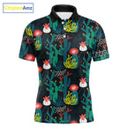 Funny Desert Cactus Pattern Golf Polo Shirts Custom Cactus Golf Shirt, Golfer Gift