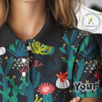 Funny Desert Cactus Pattern Golf Polo Shirts Custom Cactus Golf Shirt, Golfer Gift