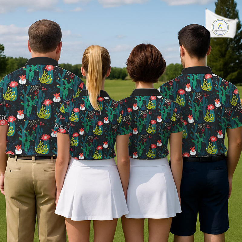 Funny Desert Cactus Pattern Golf Polo Shirts Custom Cactus Golf Shirt, Golfer Gift