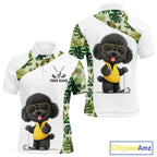 Funny Golf Polo Shirt Green Tropical Pattern Custom Golf Clubs Shirts, Poodle Dog Lover Gift
