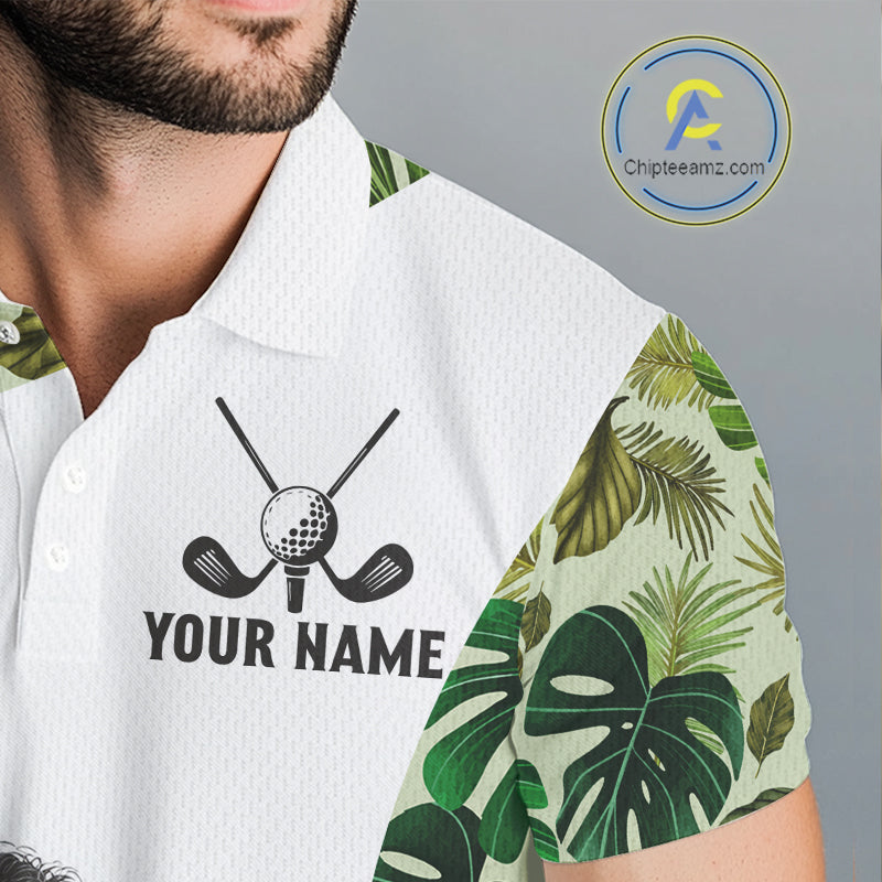 Funny Golf Polo Shirt Green Tropical Pattern Custom Golf Clubs Shirts, Poodle Dog Lover Gift