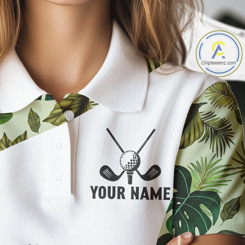 Funny Green Tropical Pattern Golf Polo Shirts Custom White Golf Ball, Poodle Dog Lover Gift
