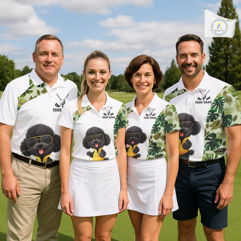 Funny Golf Polo Shirt Green Tropical Pattern Custom Golf Clubs Shirts, Poodle Dog Lover Gift