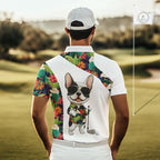 Funny Golf Polo Shirt Custom Tropical Leaf Pattern Personalized Bulldog Golf Shirts