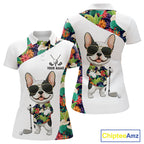 Funny Golf Polo Shirt Custom Tropical Leaf Pattern Personalized Bulldog Golf Shirts