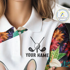 Funny Golf Polo Shirt Custom Tropical Leaf Pattern Personalized Bulldog Golf Shirts