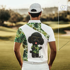 Funny Golf Polo Shirt Custom Tropical Leaf Pattern Personalized Poodle Dog Golf Shirts