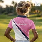 Golf Polo Shirt Custom Blue And Pink Golf Shirt Personalized White Team Golf Shirts
