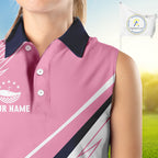 Sleeveless Golf Polo Shirt Custom Blue And Pink Golf Shirt Personalized White Team Golf Shirts