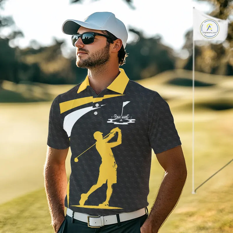 Black And Yellow Golf Ball Golf Polo Shirts Custom Golf Outfits Golf Gifts