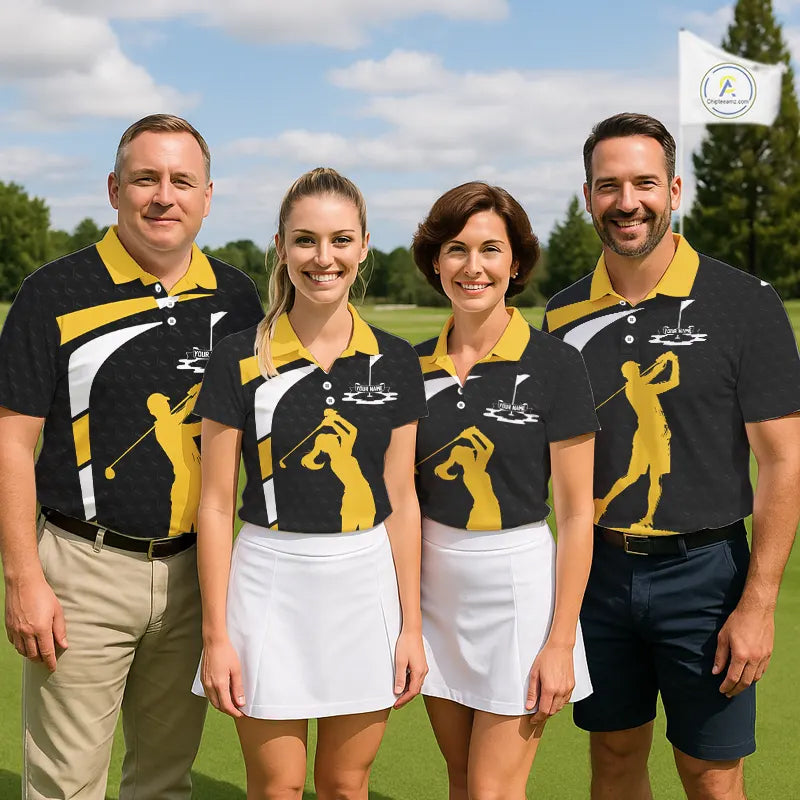 Black And Yellow Golf Ball Golf Polo Shirts Custom Golf Outfits Golf Gifts
