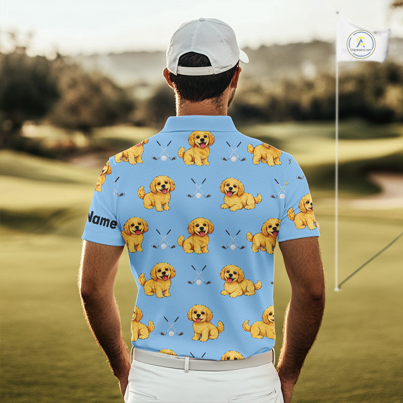 Golf Polo Shirt Custom Funny Cockapoo Blue Pattern Team Golf Tops, Dog Lover Gift