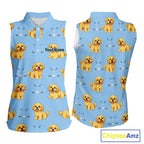 Sleeveless Golf Polo Shirt Custom Funny Cockapoo Pattern Team Golf Tops, Dog Lover Gift