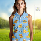 Sleeveless Golf Polo Shirt Custom Funny Cockapoo Pattern Team Golf Tops, Dog Lover Gift