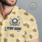 Golf Polo Shirt Beer Skull Golf Pattern Custom Team Golf Tops, Funny Golf Gifts