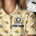 Golf Polo Shirt Beer Skull Golf Pattern Custom Team Golf Tops, Funny Golf Gifts
